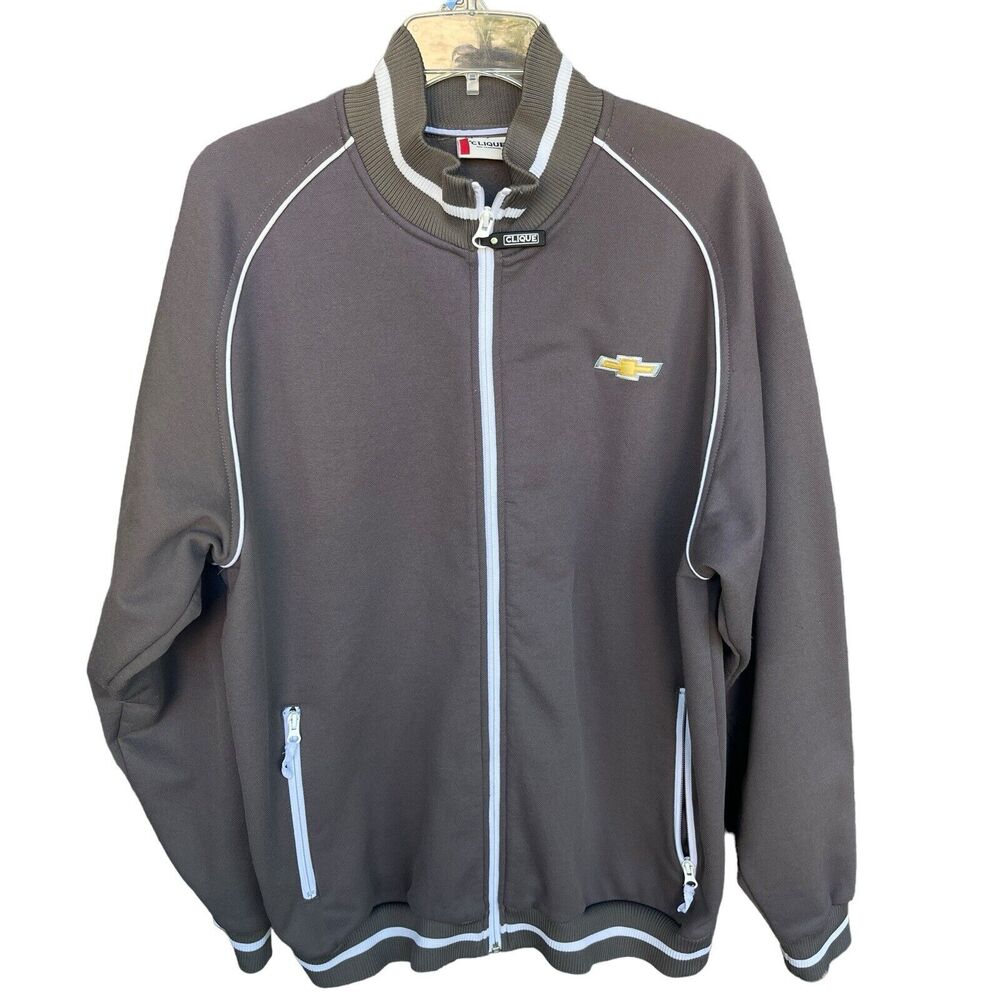 Clique Chevy Mens Jacket Extra Large XL Full Zip Gray Chevrolet‎ Bowtie Casual